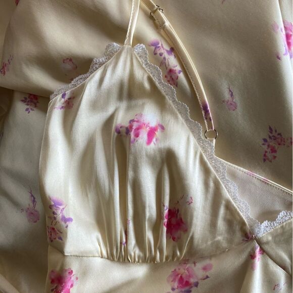 NWT Tularosa Molly Midi Dress Country Floral lingerie slip yellow Revolve XS - Picture 9 of 13